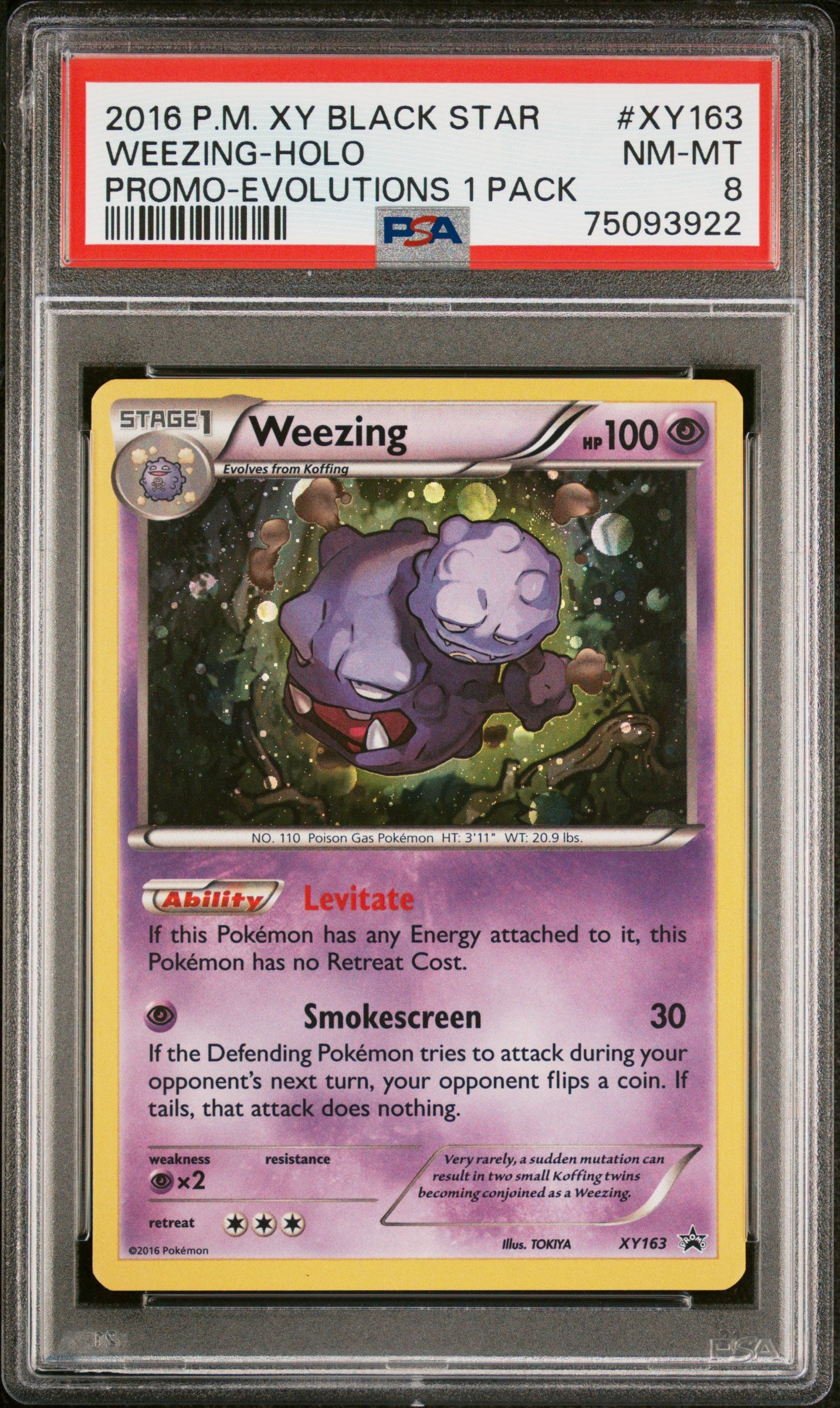 2016 POKEMON XY BLACK STAR PROMO XY163 WEEZING-HOLO EVOLUTIONS SINGLE PACK BLISTERS