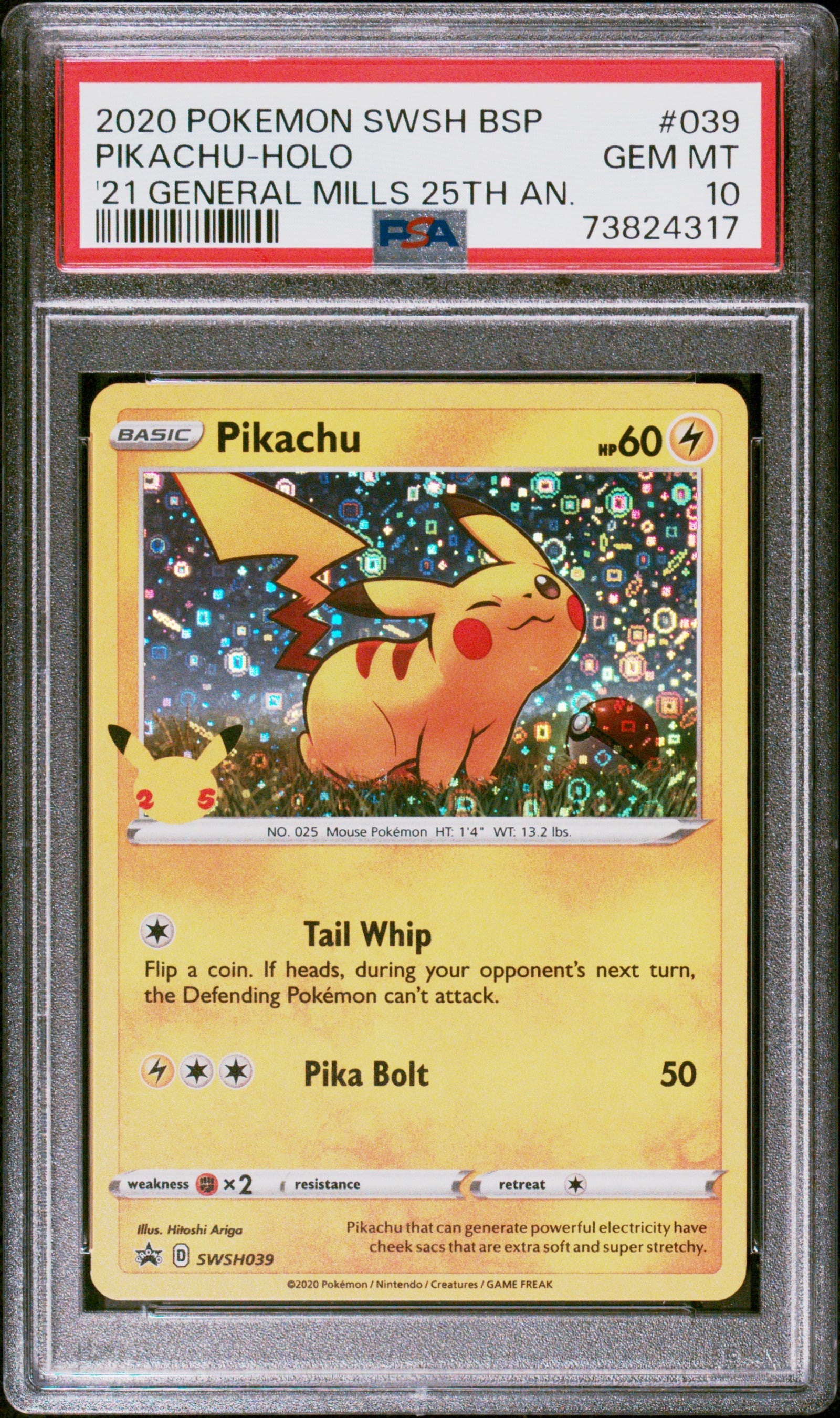 2020 POKEMON SWSH BLACK STAR PROMO #039 PIKACHU-HOLO '21 GENERAL MILLS 25TH AN. 73824317