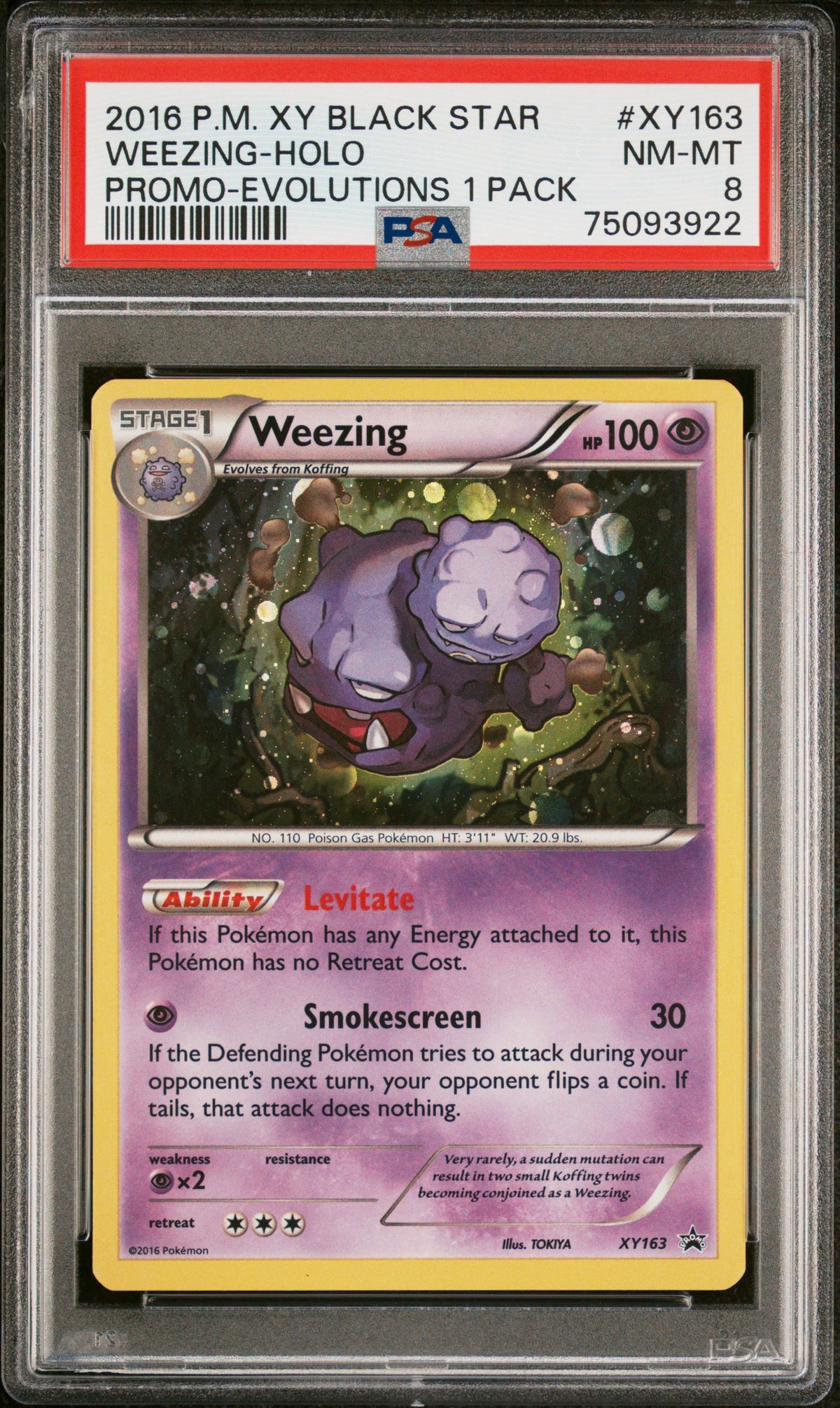 2016 POKEMON XY BLACK STAR PROMO XY163 WEEZING-HOLO EVOLUTIONS SINGLE PACK BLISTERS