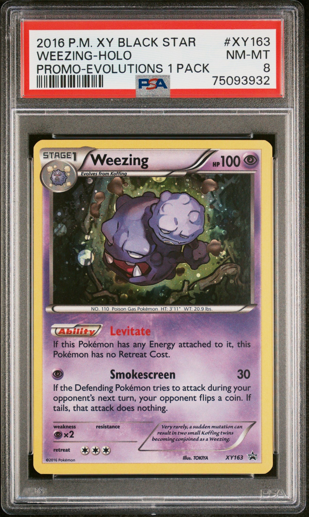 2016 POKEMON XY BLACK STAR PROMO XY163 WEEZING-HOLO EVOLUTIONS SINGLE PACK BLISTERS