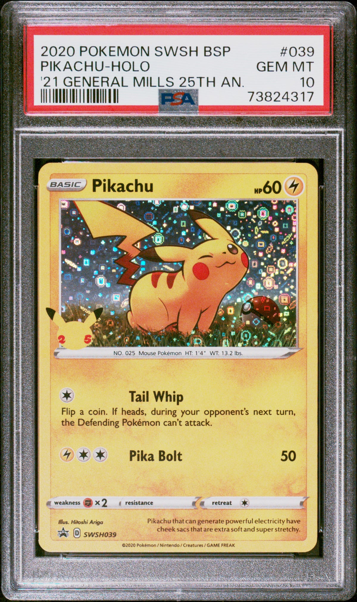2020 POKEMON SWSH BLACK STAR PROMO #039 PIKACHU-HOLO &#39;21 GENERAL MILLS 25TH AN. 73824317