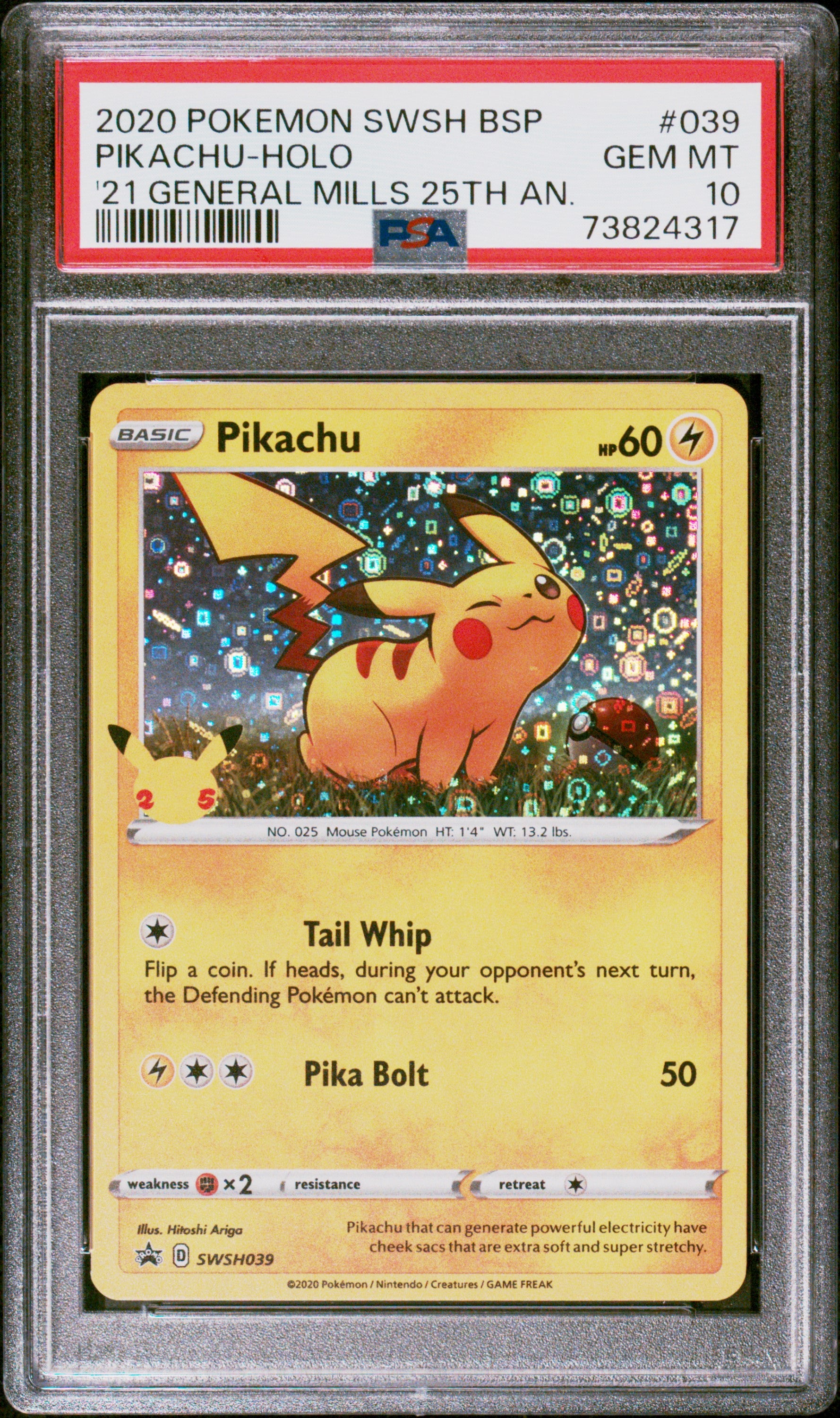 2020 POKEMON SWSH BLACK STAR PROMO #039 PIKACHU-HOLO '21 GENERAL MILLS 25TH AN. 73824317