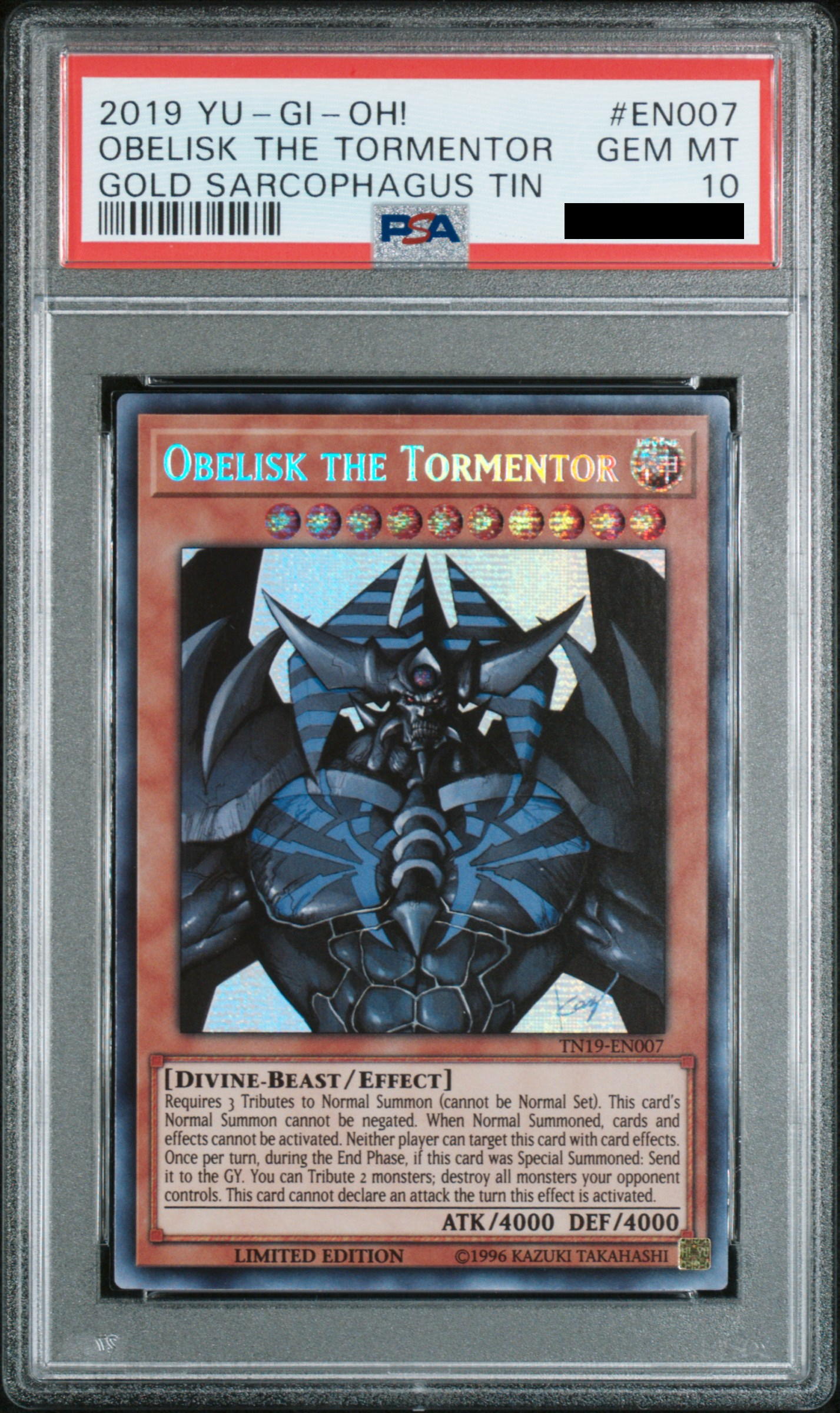 2019 YU-GI-OH! GOLD SARCOPHAGUS TIN EN007 OBELISK THE TORMENTOR