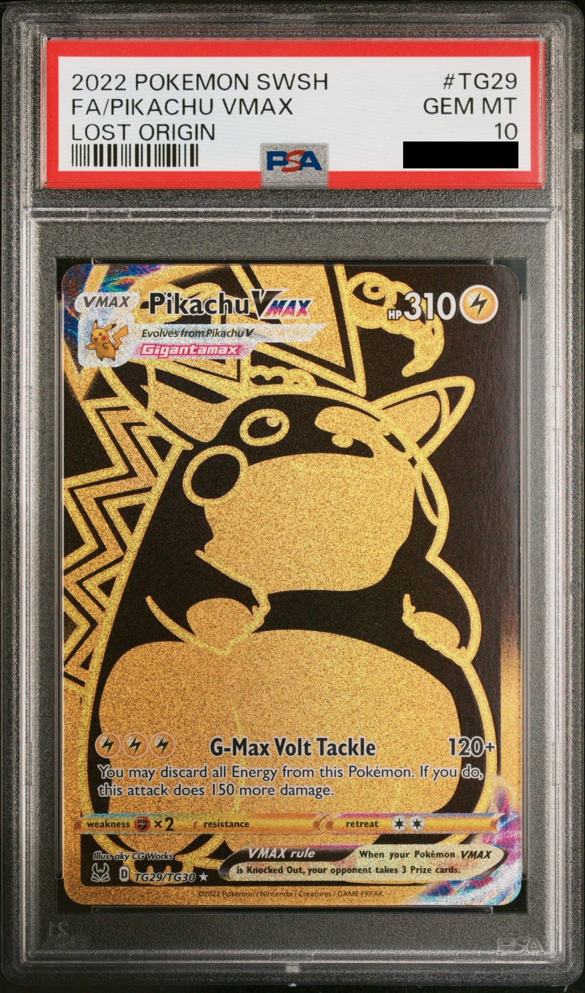 2022 POKEMON SWORD &amp; SHIELD LOST ORIGIN #TG29 FA/PIKACHU VMAX LOST ORIGIN 68999845